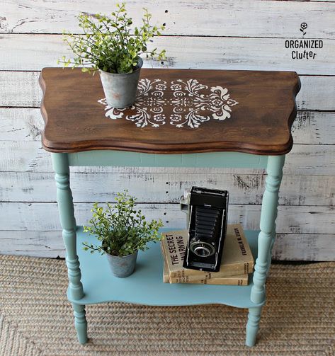 Redo End Tables, Old End Tables, Tiered Table, Furniture Transformation, Antique End Tables, Painted End Tables, Old Tables, End Table Makeover, Organized Clutter