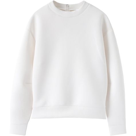 Neoprene Plain Top ($145) ❤ liked on Polyvore featuring tops, sweaters, shirts, jumper, white shirt, white top, neoprene shirt, shirts & tops and neoprene top Plain White Sweatshirt, 6th Form Outfits, Plain Jumper, College Sweater, White Shirt Outfits, Plain White T Shirt, Plain Sweaters, Plain Sweatshirt, White Jumper