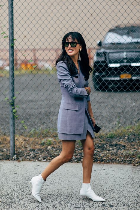 Day 3 Gary Pepper Girl, Nicole Warne, Plunging Dress, Lana Condor, Reportage Photography, New York Fashion Week Street Style, Plunge Dress, Streetstyle Fashion, Lace Neckline