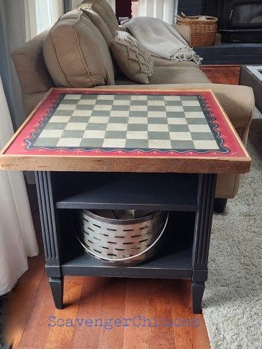 Curbside Rescue / DIY Game Table - Scavenger Chic Diy Game Table, Bed Tray Diy, Painted Game Table, Checkers Table, Diy Chess Set, Pallet Wood Christmas Tree, Pallet Wood Christmas, Reclaimed Wood Beds, Thrift Store Upcycle