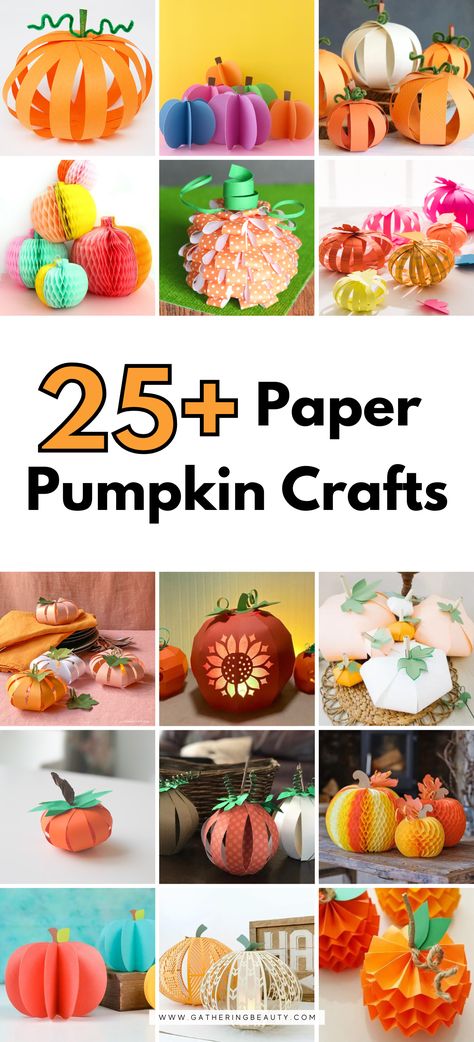 25+ Paper Pumpkin Crafts — Gathering Beauty Origami Pumpkin, Quick Halloween Crafts, Simple Paper Crafts, Pumpkin Tablescape, Paper Pumpkin Craft, Autumn Craft, Paper Pumpkins, Pumpkin Template, Fun Fall Crafts