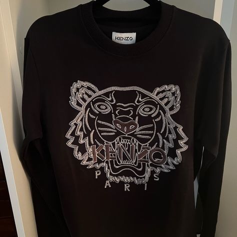 Kenzo Tiger Sweatshirt Kenzo Tiger Sweatshirt, Tiger Sweater, Kenzo Sweater, Kenzo Tiger, Brown Tiger, Random Stuff, Sweatshirts Women, Black And Brown, Going Out