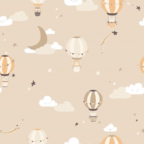 Nursery vector seamless pattern with vin... | Premium Vector #Freepik #vector #children #cloud #dog #cartoon Kids Wallpaper Texture, Wallpaper Texture Seamless, Nursery Patterns, Decorative Napkins, Kids Room Wallpaper, Simple Cartoon, Doodle Illustration, Kids Room Wall, Seamless Textures