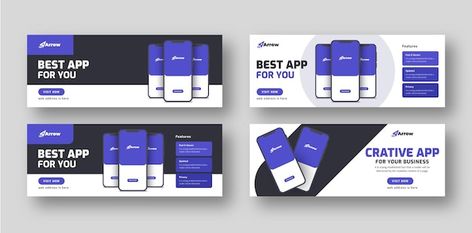 Mobile app promotion smartphone applicat... | Premium Vector #Freepik #vector #business #corporate #agency #cover Banner App Design, App Promotion, Business Social Media, Facebook Banner, Social Media Facebook, Social Media Banner, Corporate Business, Social Media Business, Mobile Design