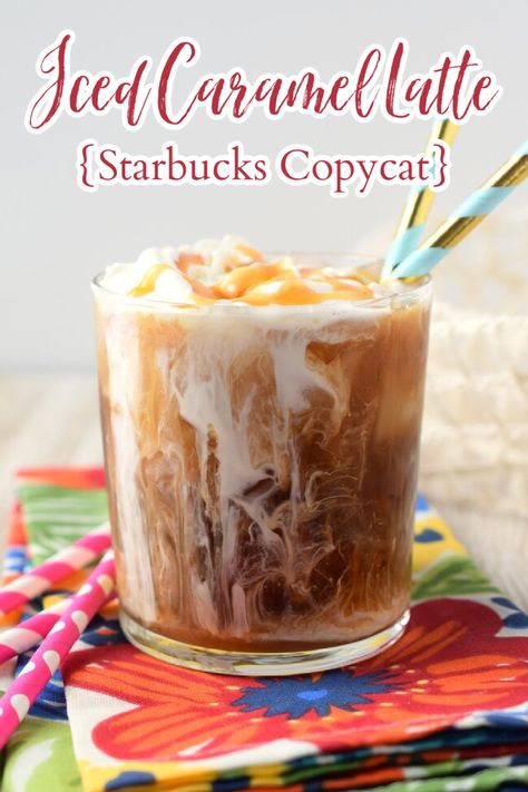 Iced Caramel Latte {Starbucks Copycat} – Make an iced caramel latte for a fraction of the price right at home! Made with a few simple ingredients just a few minutes! Iced Caramel Latte | Iced Caramel Coffee | Starbucks Copycat Recipe Caramel Latte Starbucks, Iced Caramel Latte Recipe, Caramel Coffee Drinks, Caramel Latte Recipe, Iced Caramel Latte, Ice Blended, Cold Brew Iced Coffee, Starbucks Caramel, Iced Coffee At Home