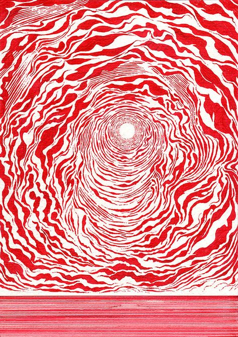 Black White And Red Art, Pattern Design Inspiration Abstract, Vortex Illustration, Kevin Lucbert, Vortex Art, Red Graphic Design, Rhythm Art, Red Abstract Art, Red Artwork