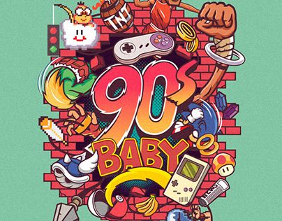 90s Baby Tattoo, Screen Printing Artwork, Baby Tattoo Designs, Sketch Tattoo Design, 90s Baby, Dope Cartoon Art, Commissioned Artwork, Cartoon Tattoos, Baby Tattoos