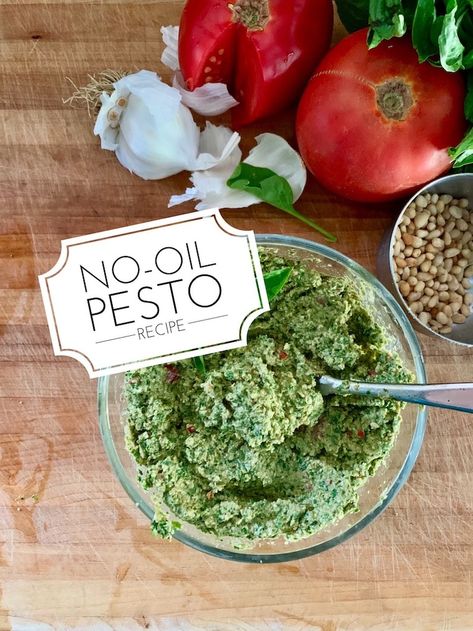 Pesto Recipe with or without Oil - MomsLA Oil Free Pesto, Plant Based Dressing, Basil Pesto Recipes, Farmers Market Recipes, Vegan Dip, Vegan Pesto, Vegan Sauces, Lentil Recipes, Pesto Recipe