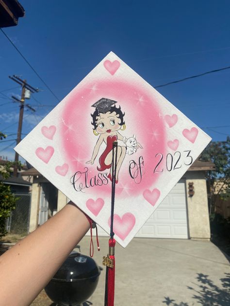 Airbrush Graduation Cap, Red Cap Decoration, Betty Boop Graduation Cap, Bratz Graduation Cap, Y2k Graduation Cap, Chicana Graduation Cap, Coquette Graduation Cap, Sanrio Graduation Cap, Chicano Graduation Cap