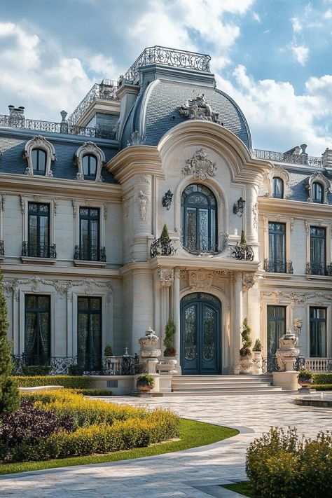 Modern french mansion with dome roof and ornate facade. Let’s reveal the charming features, quirky details, and luxurious elegance of French mansions.