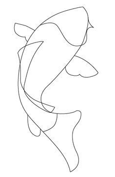 Salmon continuous line drawing Minimalist Fish Tattoo, Carp Drawing, How To Draw Fish, Koi Fish Drawing, Drawn Fish, Fish Drawing, Koi Art, Carpe Koi, Continuous Line Drawing