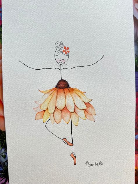 Detailed Delicate Watercolour Ballerina  Signed Original Painting 1 of 1 For more info or more details, please reference my Instagram page @nadz1967 Thank you for your visit. Have an amazing day!  Nadia 💐 Watercolor Drawing Easy, Ballerina Drawings, Watercolour Cards Simple, Ballerina Watercolor Painting, Watercolor Ballerina Simple, Flower Ballerina, Watercolour Ballerina, Ballerina Watercolor, Birthday Card Watercolor