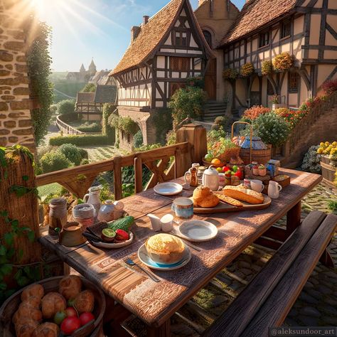 Backyard Cafe Ideas, Fantasy Cottage Interior, Cottagecore Cafe, Backyard Cafe, Castle Illustration, Cafe Ideas, Backyard Kitchen, Cafe Art, Fantasy Homes