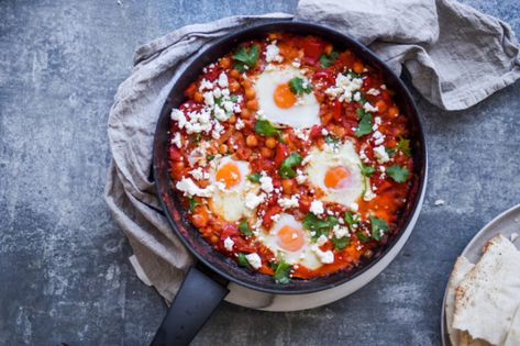 Persian Eggs, Wellbeing Magazine, Baked Eggs Recipe, Eggs Recipe, Egg Dish, Baked Eggs, Diced Tomato, Flatbread, Egg Recipes