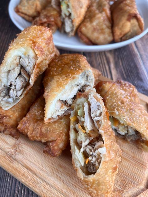 Jerk Chicken Egg Rolls - That Nurse Can Cook Jerk Chicken Eggrolls, Jerk Egg Rolls, Jerk Chicken Egg Rolls Recipes, Jerk Chicken Egg Rolls, Oven Jerk Chicken, Festival Recipe, Dish To Pass, Egg Roll Filling, Jerk Chicken Recipe