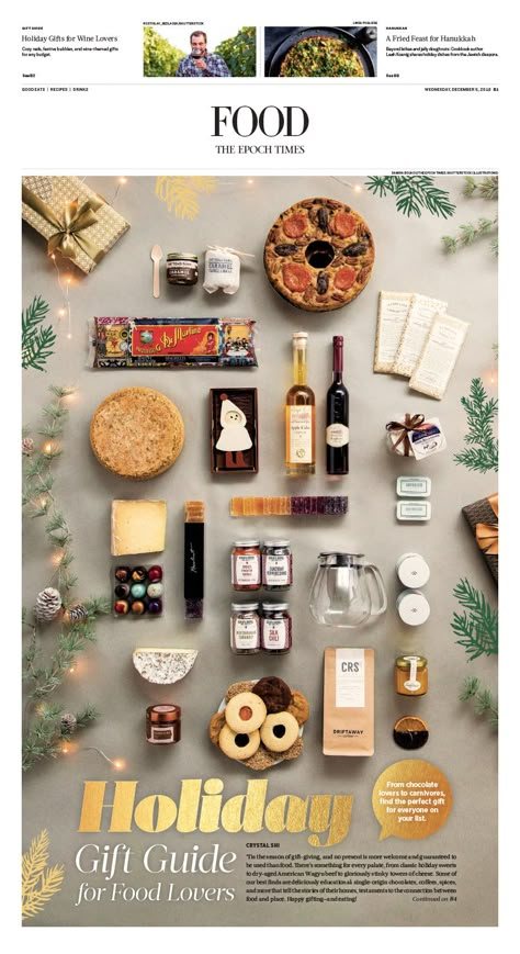 Holiday Gift Guide for Food Lovers｜The Epoch Times #Food #newspaper #editorialdesign Food Newspaper, Gift Guide Magazine, Catalog Inspiration, Holiday Ads, Diwali Hampers, Food Catalog, Royal Prestige, Newspaper Gift, Brochure Food