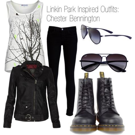 Linkin Park Inspired Outfits: Chester Bennington by hanbanana124 on Polyvore featuring arte, combat boots, bands and music Hot Topic Store, Cute Emo Outfits, Hot Topic Clothes, Sporty Street Style, Mike Shinoda, Outfits Polyvore, Casual Cosplay, Chester Bennington, Casual School Outfits