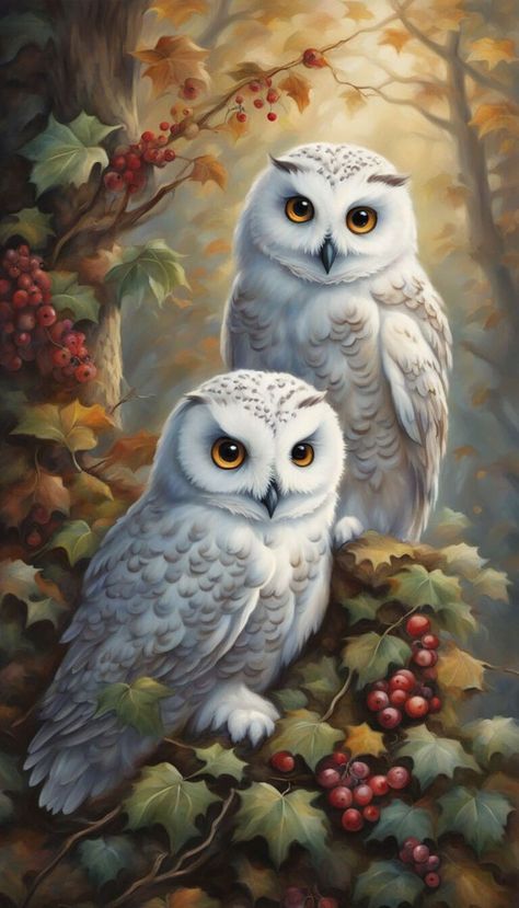 Owl Background, Two Owls, Animal Tattoo Ideas, Cute Owls Wallpaper, Owl Photography, Winter Owl, Owl Artwork, Owl Wallpaper, Colorful Owls