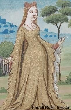 Dagging - a form of decoration which edges of the garment were cut into pointed or squared scallops 1300s Fashion, 14th Century Fashion, Medieval Female, Medieval Painting, 14th Century Clothing, 15th Century Clothing, Hogwarts Founders, The Dark Ages, Cosplay Reference