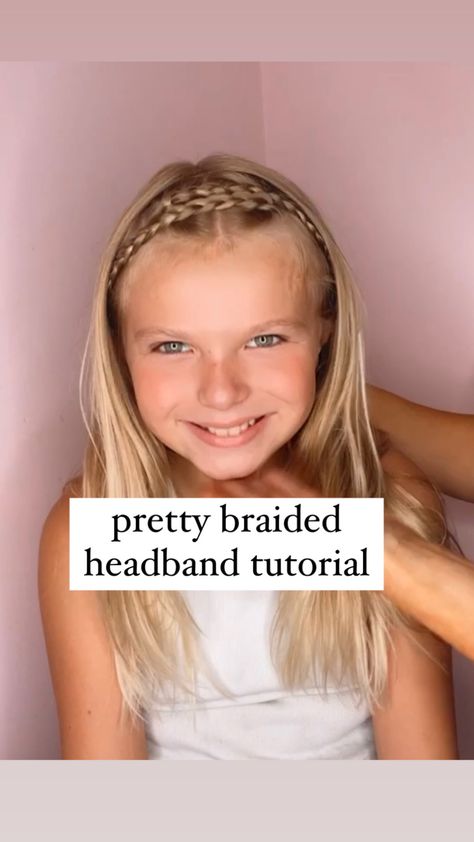 pretty braided headband hairstyle Hairstyle For Back To School, Braided Headband Tutorial, Braided Headband Updo, Simple Hair Tutorial, Braid Headband Tutorial, Headband Braid, Braided Headband Hairstyle, Braid Headband, Picture Day Hair