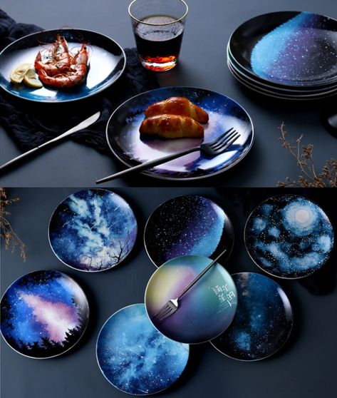 Creative Galaxy Ceramic Plate Dish SP13787 – SpreePicky Space Themed Kitchen, Acotar Decor, Galaxy Kitchen, Creative Galaxy, Celestial Wedding Theme, Space Unicorn, Business Equipment, Alcohol Ink Glass, Asia Countries