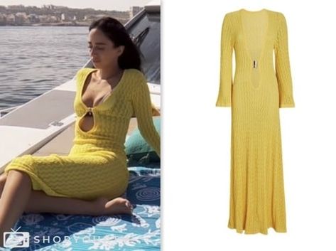 The Bachelor: Season 28 Episode 4 Maria Georgas's Yellow Knit Dress Check more at https://www.shopyourtv.com/the-bachelor-season-28-episode-4-maria-georgass-yellow-knit-dress/ Maria Georgas The Bachelor, Maria Bachelor Outfits, Maria The Bachelor Outfits, Maria Georgas Outfits, Maria The Bachelor, Style Manifestation, Versace Black Dress, Feminine Fits, Yellow Knit Dress