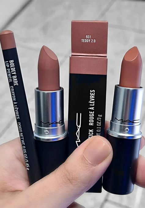 Politely Pink vs Bosom Friend MAC Mac Lipstick Velvet Teddy, Mac Makeup Lipstick, Mac Lipstick Colors, Mac Lipstick Swatches, Mac Lipstick Shades, Velvet Teddy, Eye Makeup Designs, Lipstick Swatches, Mac Lipstick