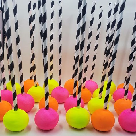 Neon Party Dessert Table, Neon Dessert Table, Neon Cake Pops, Glow In The Dark Cake Pops, Neon Cake Pops Birthdays, Neon Birthday Desserts, Neon Cookies Glow, Neon Cakes, Custom Cake Pops