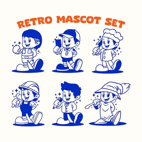 Modern Cartoon Style, Cartoon Style Illustration, Mascot Design Character Illustrations, Mascot Design Ideas, Retro Character Design, Brand Character Design, Rubberhose Style, Cartoon Graphic Design, Retro Mascot