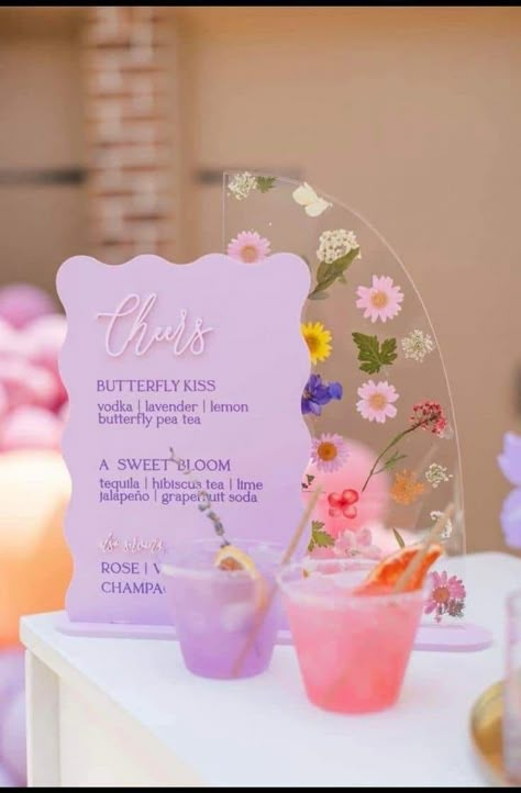 Wildflower Wedding Signage, Butterfly Brunch, Flower Bar Ideas, Lifetime Of Butterflies, Floral Bar, Love Is In Bloom, Pressed Floral, Love In Bloom, Bridal Shower Inspo