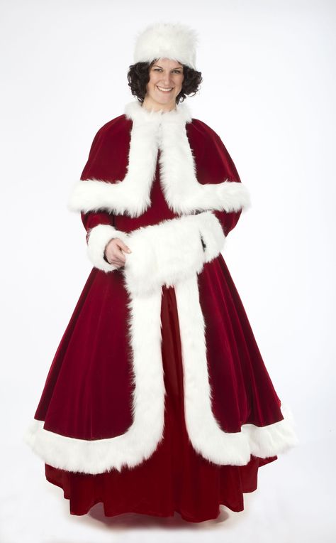 Mrs Clause Costume, Santa's Helper Costume, Mrs Claus Outfit, Mrs Claus Dress, Long Hair Trim, Ball Costume, Burgundy Velvet Dress, Trendy Christmas Outfits, Cape Costume