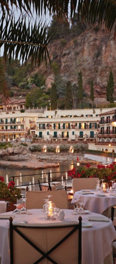 The terrace of Belmond Villa Sant’Andrea at Taormina in Sicily is the ultimate spot to savour seafood fresh from the bay. Best Hotels In Taormina, Best Restaurants Taormina, One Day In Taormina, Casa Cuseni Taormina, Taormina Sicily, Villa Sant Andrea Taormina, Sicily Wedding, Moving To Italy, Belmond Hotels