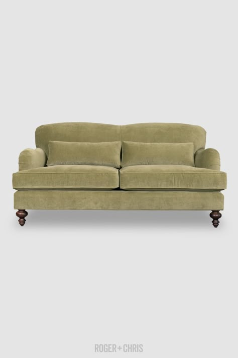 Tufted Sofa Living Room, Green Fabric Sofa, Green Sofas, Tight Back Sofa, English Sofa, English Roll Arm Sofa, Natural Sofas, Roll Arm Sofa, Velvet Sofas