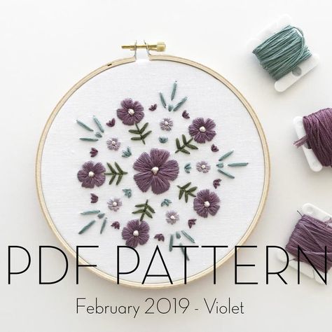 February Floral Embroidery Pattern // Violet Embroidery | Etsy Birth Flower Embroidery, Violet Embroidery, Hand Embroidery Patterns Free, Digital Embroidery Patterns, Wooden Embroidery Hoops, Embroidery Sampler, Floral Embroidery Patterns, Hand Embroidery Kit, Hand Embroidery Projects