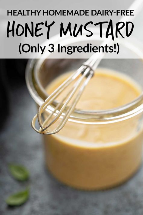 Are you looking for an EASY dairy free honey mustard recipe? This honey mustard sauce only uses 3 ingredients and it's compliant for paleo, SCD, and GAPS diets. Dairy Free Honey Mustard Sauce, Paleo Honey Mustard Dressing, Paleo Honey Mustard, Honey Mustard Recipe, Healthy Condiments, Honey Mustard Dip, Mustard Cream Sauce, Honey Mustard Recipes, Honey Mustard Glaze