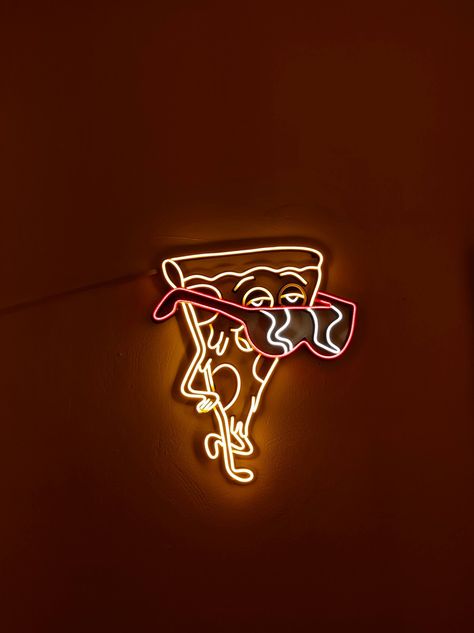 Pizza Steve Neon Pizza Sign, Neon Pizza, Restaurant Table Design, Pizza Box Design, Pizza Icon, Pizzeria Design, Pizza Sign, Pizza Branding, Pizza Art