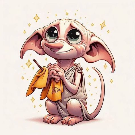 Dobby Harry Potter Art, Harry Potter Dobby Drawing, Image Harry Potter, Dobby Wallpapers, Dobby Harry Potter Wallpaper, Harry Potter Dp, Harry Potter Characters Drawings, Harry Potter Cartoon Drawing, Harry Potter Cute Drawings