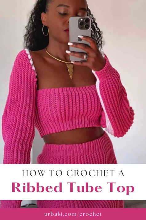 Get ready to elevate your summer wardrobe with a trendy and stylish crochet project - the ribbed tube top!With this comprehensive tutorial, you'll learn how to crochet a fabulous ribbed tube top that fits like a dream and adds a touch of sophistication to any outfit. Whether you're a crochet enthusiast looking to expand your skills or a fashion lover in search of a unique handmade piece, this guide has got you covered.Crocheting a ribbed tube top offers endless possibilities for customization... Tube Top Outfit Crochet, Crochet Bandeau Top Pattern, Ribbed Crochet Top, Crochet Tube Top Pattern Free, How To Make A Tube Top, Bandeau Top Pattern, Tube Top Crochet, Tube Top Pattern, Crochet Bandeau Top