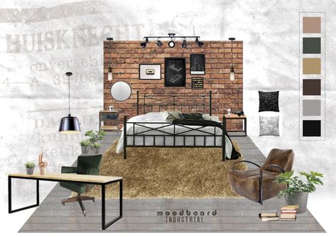 Industrial Mood Board, Interior Design Industrial, Industrial Loft Design, Industrial Design Style, Mood Board Interior, Modern Industrial Decor, Japandi Living, Industrial Inspiration, Loft Industrial