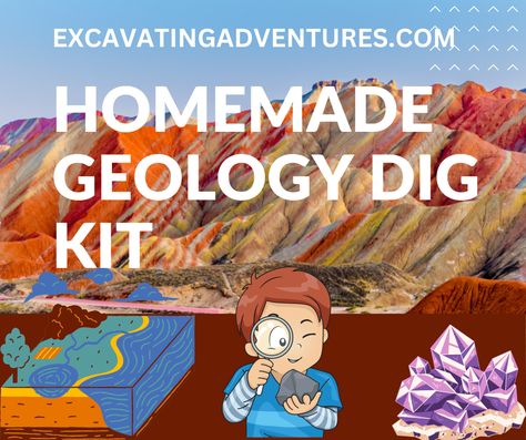 Geology Experiments, Geology For Kids, Geology Homeschool Unit, Diy Archeology Dig, Kids Fossil Dig, Geology Lessons, Geology Activities, Archaeology Dig, Science Technology Engineering Math