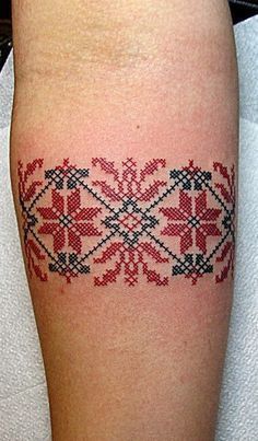 Hmong Tattoo, Cross Stitch Tattoo, Slavic Tattoo, Ukrainian Tattoo, Trident Tattoo, Embroidery Tattoo, Stitch Tattoo, 1 Tattoo, Creative Tattoos