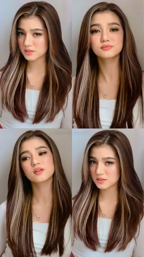 Hair Color For Morena, V Model, Korean Hair Color, Hair Tips Video, Shot Hair Styles, Long Brown Hair, Hair Up Styles, Haircuts Straight Hair, روتين العناية بالبشرة