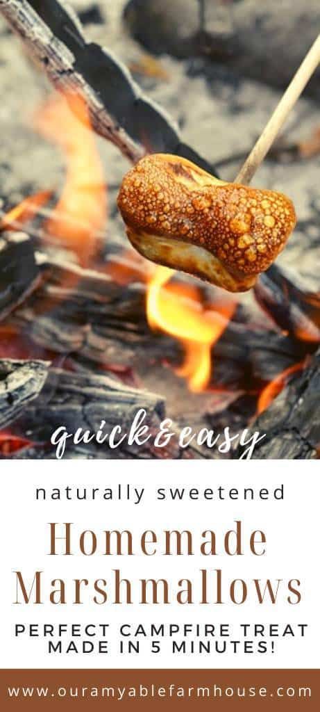 One of the best things of summer is campfires with homemade naturally-sweetened marshmallows. This simple recipe is healthy and nourishing! #ouramyablefarmhouse #recipe #marshmallow #homemade #healthy #nourishing #wholefood #paleo #nourishingtraditions #easy #quick #summer #campfire #familytime Marshmallow Homemade, Vintage Skills, Healthy Marshmallows, Modern Homemaking, Summer Campfire, Easy Baked Beans, Grass Fed Gelatin, Campfire Desserts, Campfire Marshmallows