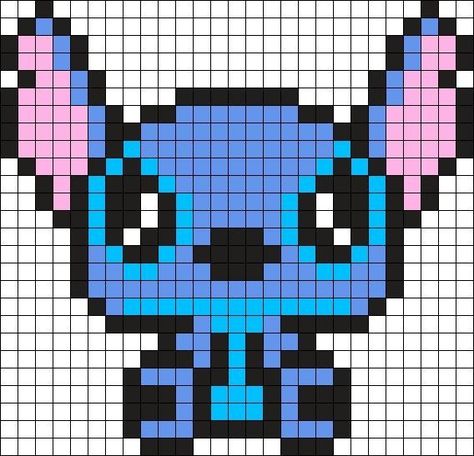 Stitch Perler Bead Pattern, Pixel Art Stitch, Kandi Cuffs, Melty Bead Patterns, Kandi Cuff, Easy Pixel Art, Pony Bead Patterns, Pixel Art Templates, Perler Bead Templates