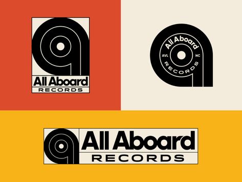 All Aboard Records Logo System by Logan Hall on Dribbble Logo System, Record Label Logo, Typography Shirt Design, Vinyl Record Store, Destination Branding, Retro Graphic Design, Artist Logo, Record Shop, Music Logo