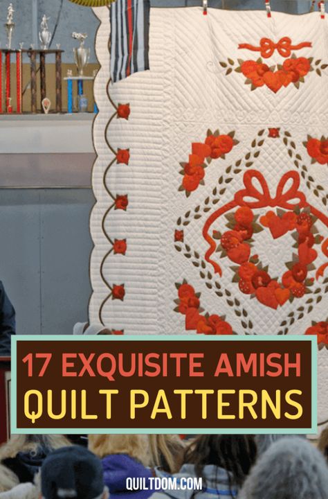 17 Lovely Amish Quilt Patterns (Ideas for your next project) 16 Patch Quilt, Amish Quilt Patterns, Churn Dash Quilt, Amish Quilt, Heart Quilt Pattern, Straight Line Quilting, Start Quilting, Wedding Ring Quilt, Amish Quilts