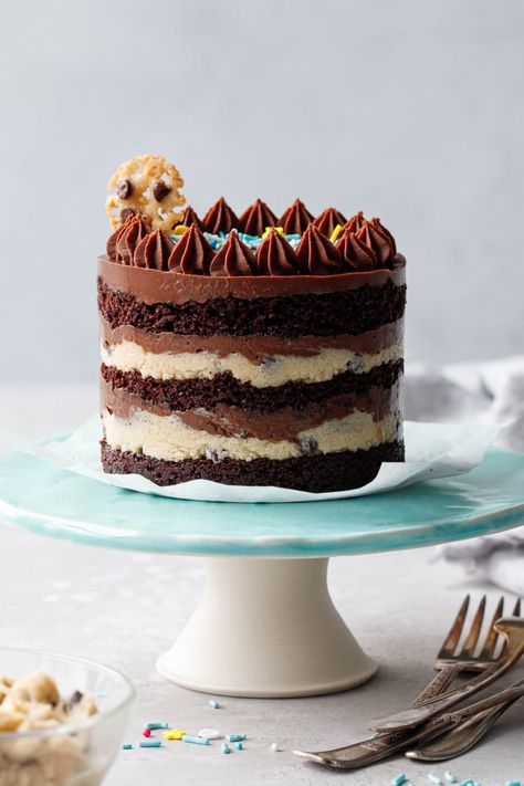 How to make a mini Milk Bar-style Naked Layer Cake: Chocolate Cookie Dough Defined Layers, Cake Mini, Chocolate Cookie Dough, Naked Cakes, Moist Chocolate Cake, Milk Bar, Layer Cakes, Dried Strawberries