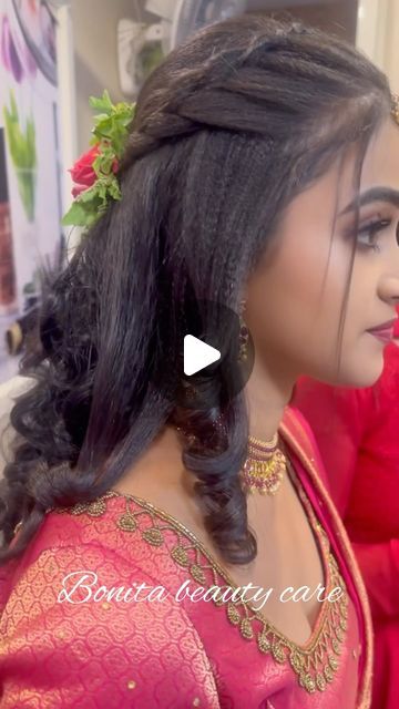 Bridal Sangeet Hairstyle, Hair Braiding Tool, Hairstyle Examples, Bridal Gift Wrapping Ideas, Reception Look, Unique Blouse Designs, Hair Braiding, Unique Blouse, Hairdo For Long Hair