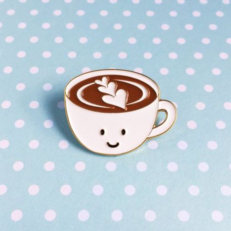 Coffee Pins, Pin Cute, Backpack Pins, Jacket Pins, Etsy Wedding, Cool Pins, Soft Enamel, Metal Products, Cute Pins