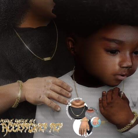 KIDZ DRIP #1 **INFANTS & TODDLERS** JEWELRY SET + BLENDER FILES | Patreon Sims Baddie, Sims 4 Infant Cc, Sims 4 Infants, Sims 4 Free Mods, Sims 4 Kids Cc, Sims 4 Toddler Clothes, Sims 4 Infant, Sims Accessories, Toddler Jewelry